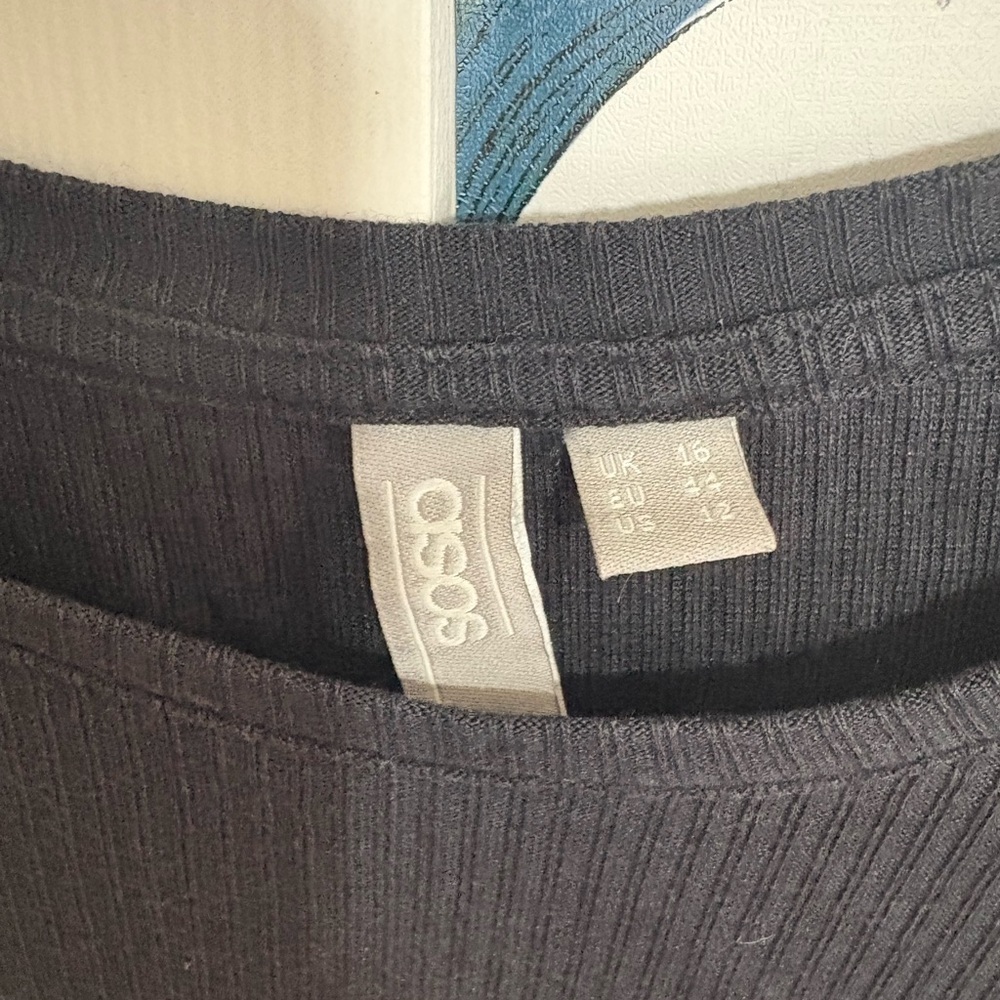 ASOS Charcoal Ribbed Knit Top - Picture 2 of 3